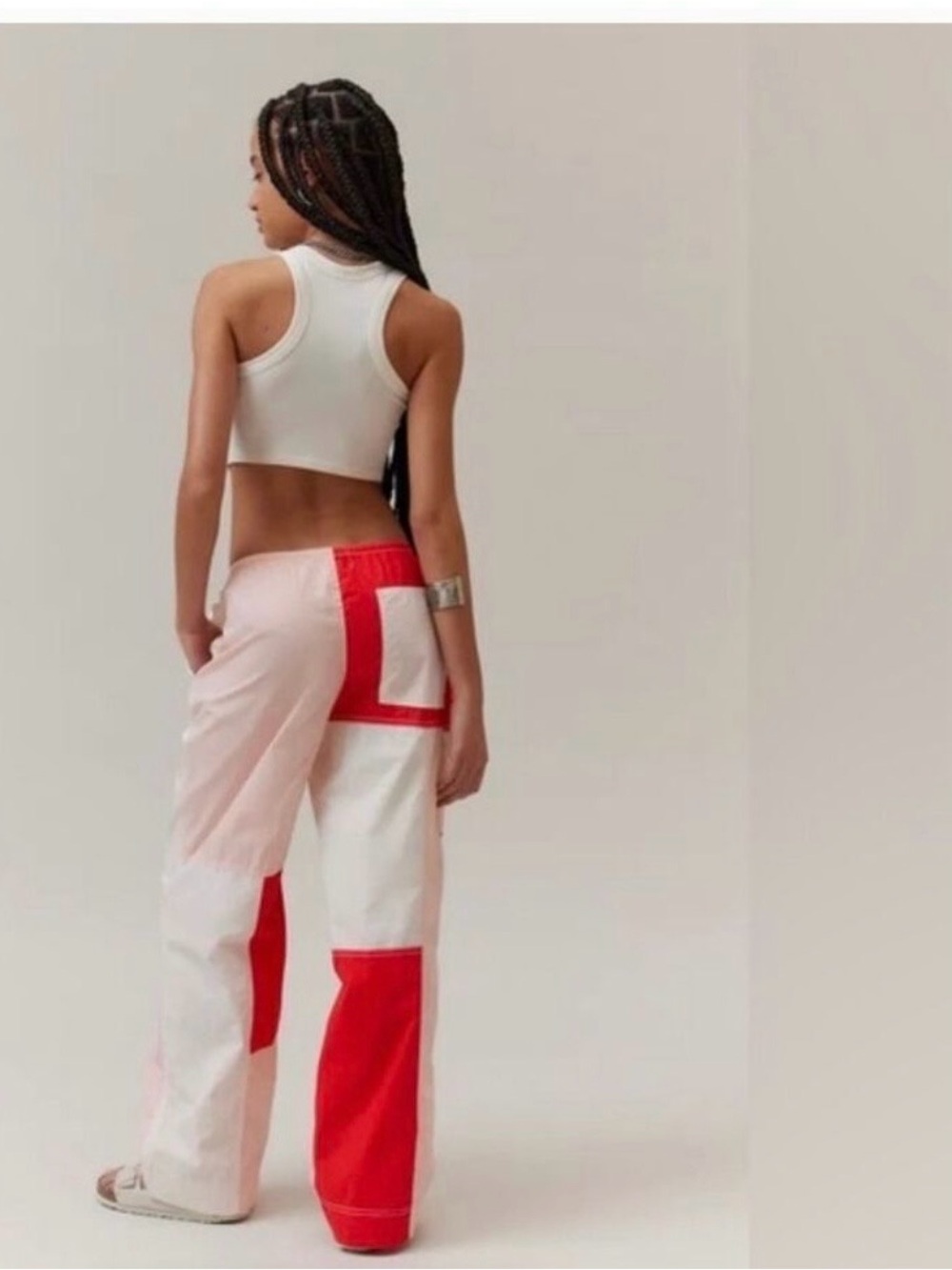 BDG Urban  Outfitters  Joey Colorblock Pants - White, Pink & Red XS